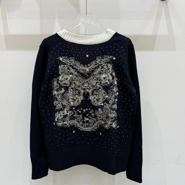 CD 26FW V-Neck Logo-Embroidered Knit Cardigan Wool 440380