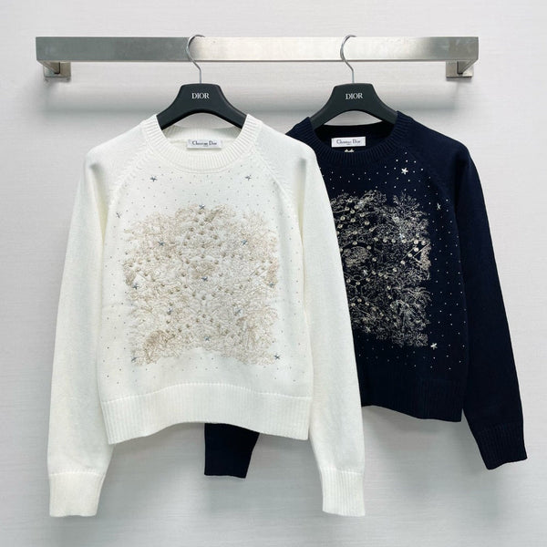 CD 26FW Star-Embroidered Celestial Motif Sweater Wool 440352