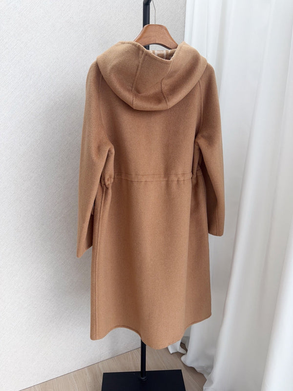 HM 26FW Hooded Zip-Up Coat Printed Hood Lining Cashmere 440840