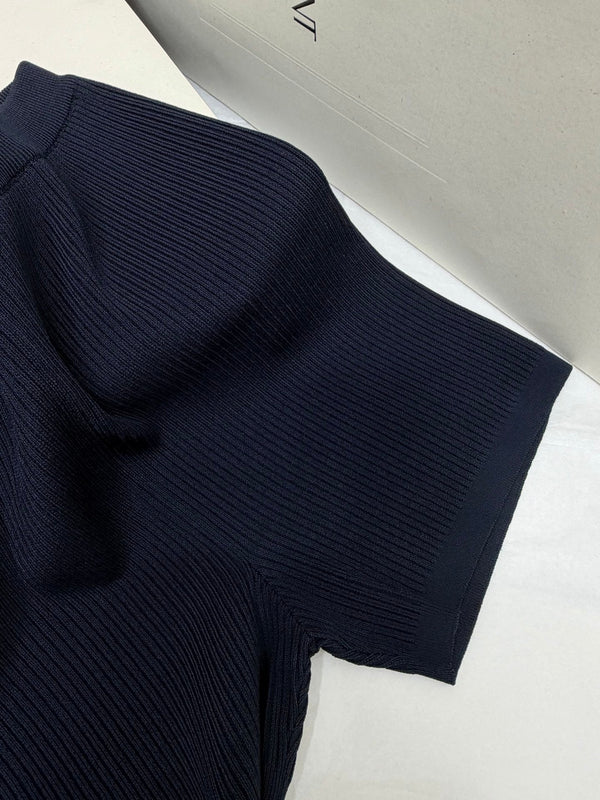 YSL Biker Shorts Dark Blue Wool-Knit Rayon Nylon