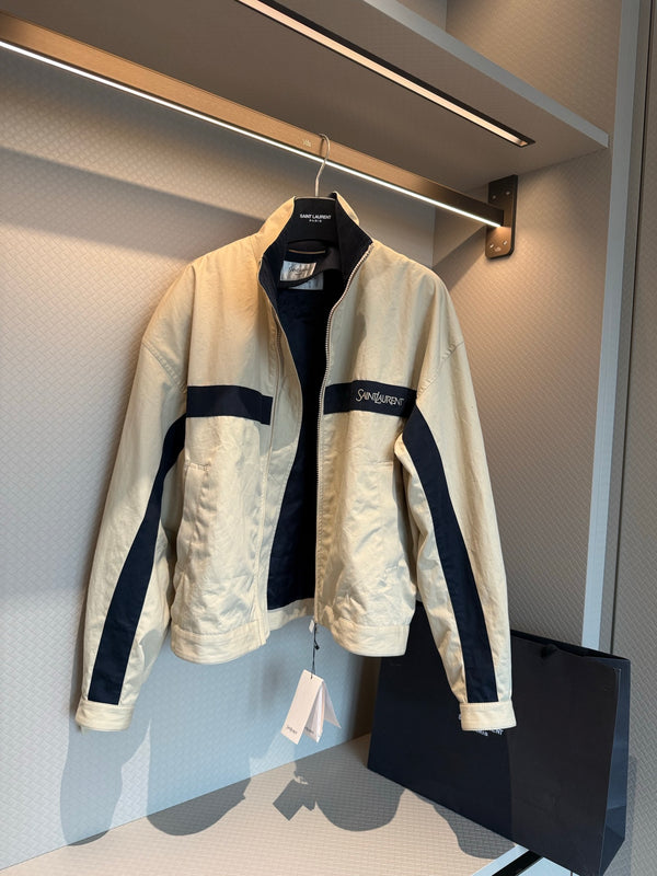 YSL 26s Blouson Jacket Beige Cotton Blend