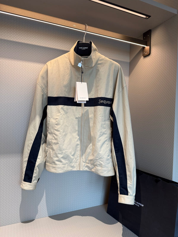 YSL 26s Blouson Jacket Beige Cotton Blend
