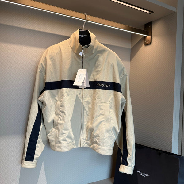 YSL 26s Blouson Jacket Beige Cotton Blend