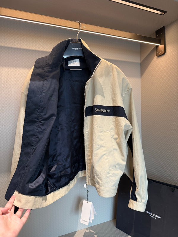 YSL 26s Blouson Jacket Beige Cotton Blend