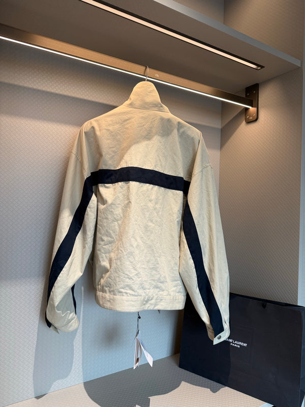 YSL 26s Blouson Jacket Beige Cotton Blend