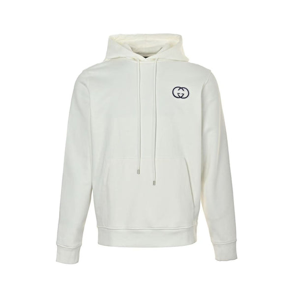 GG Men's Interlocking G Drawstring Hoodie White
