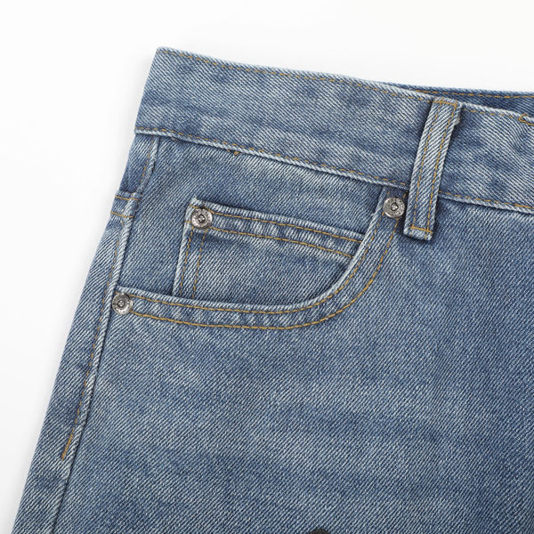 CH 26FW Straight-Leg Cross Patch Jeans Light Blue Cotton Denim