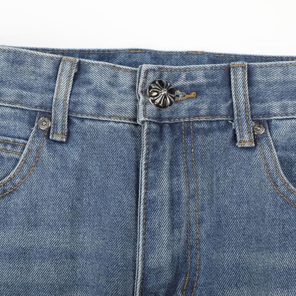 CH 26FW Straight-Leg Cross Patch Jeans Light Blue Cotton Denim