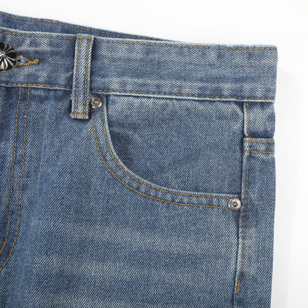CH 26FW Straight-Leg Cross Patch Jeans Light Blue Cotton Denim