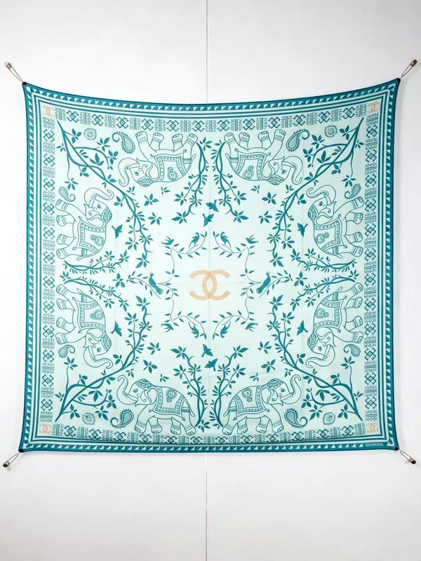CC 2026 Square Scarf 140cm Cashmere Silk 550804