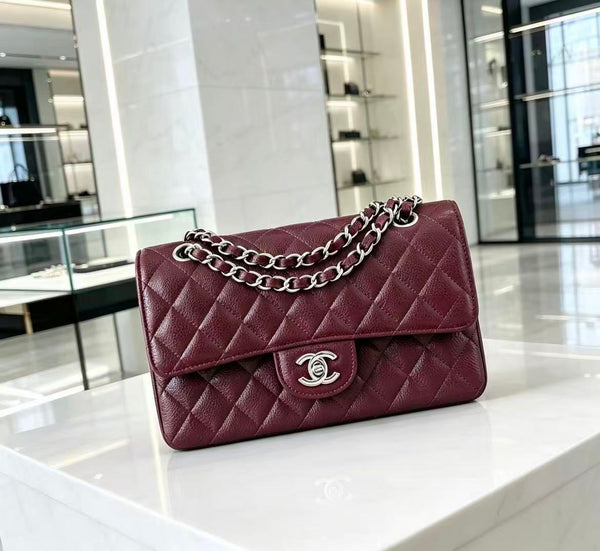 CC Classic Jumbo 25.5cm Burgundy Lambskin Silver Hardware