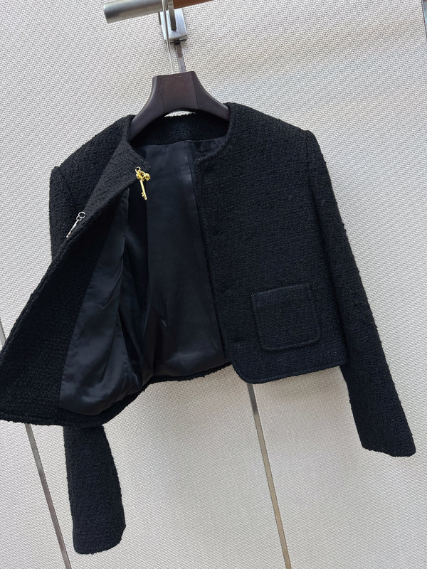 CC Cropped Tweed Jacket Wool Blend