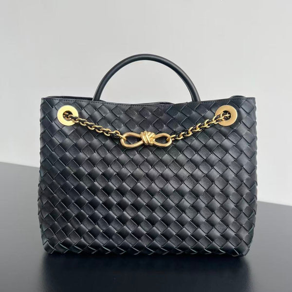 BV MEDIUM ANDIAMO 32CM BLACK LAMBSKIN