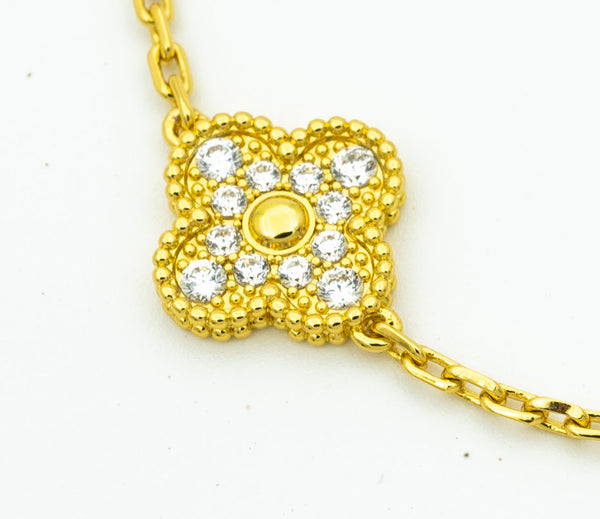 CLOVER BRACELET 5 MOTIF MOP AND DIAMOND