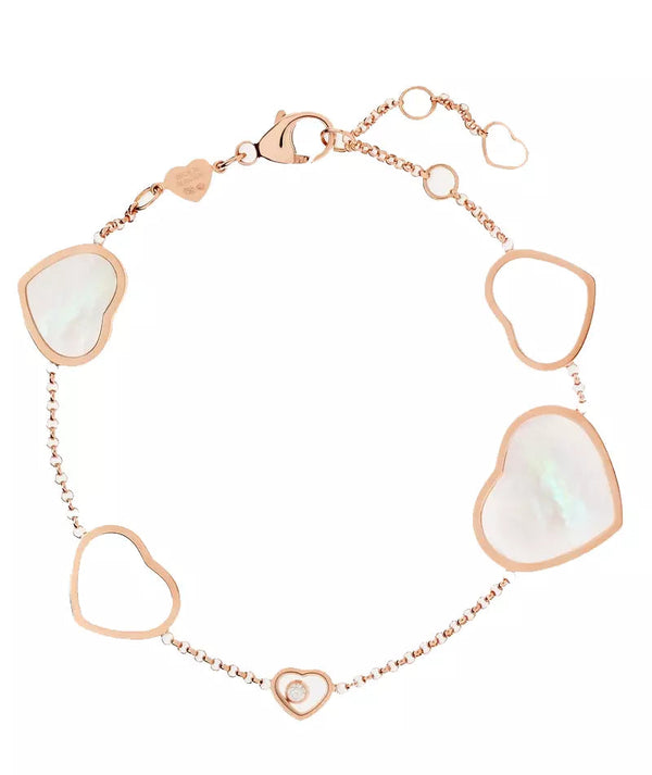 BRACCIALE HAPPY HEART ROSA MOP IN ORO ROSA