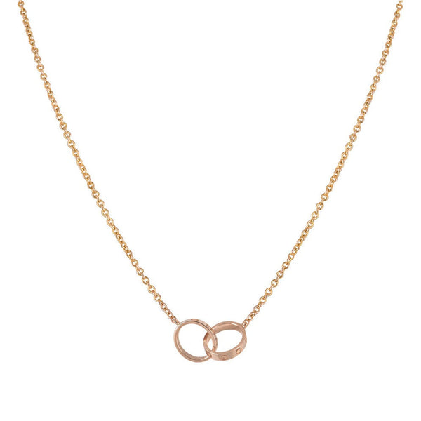 COLLANA LOVE DOPPIO ANELLO ORO ROSA 