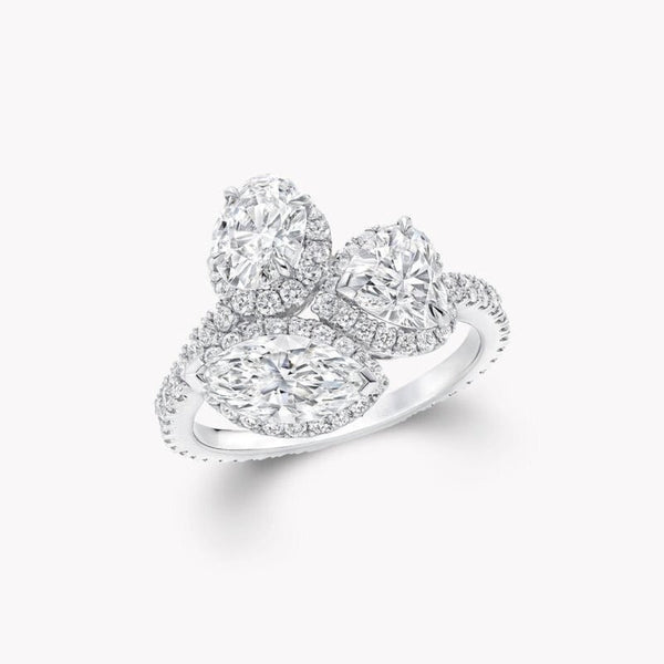 ANELLO DI FIDANZAMENTO IN ARGENTO CON DIAMANTI MULTIFORMI