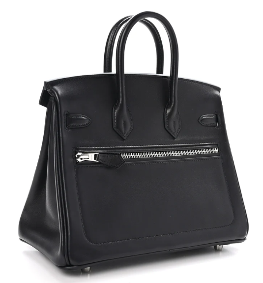 Hermes 25 Veau Volupto Rock Birkin Bag 25cm Black Silver Smooth Leather