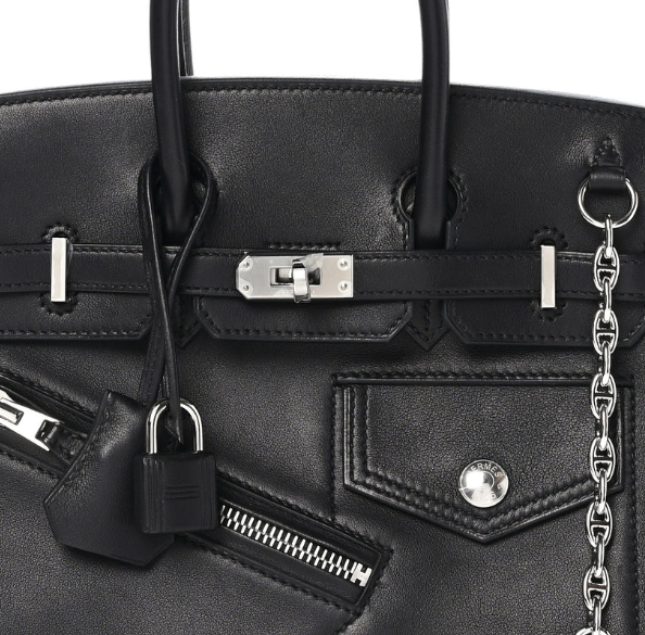 Hermes 25 Veau Volupto Rock Birkin Bag 25cm Black Silver Smooth Leather