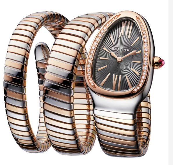 Bulgari Serpenti Tubogas 35mm Steel and Rose Gold Diamond Quartz Watch