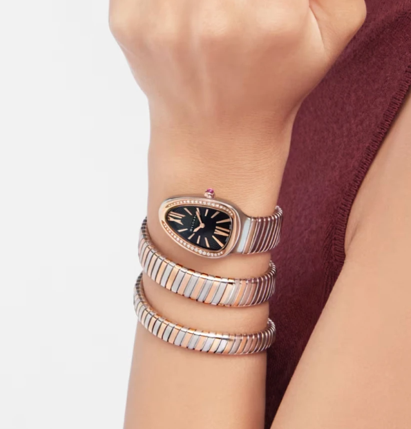 Bulgari Serpenti Tubogas 35mm Steel and Rose Gold Diamond Quartz Watch