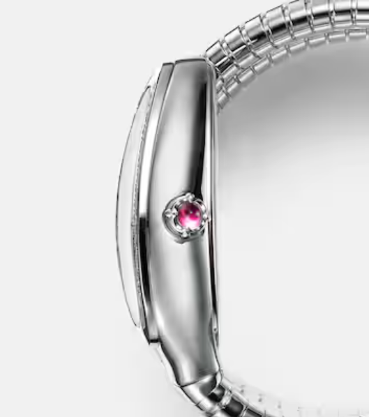 Montre à quartz Bulgari Serpenti Tubogas 35 mm en acier avec cadran argenté et diamants