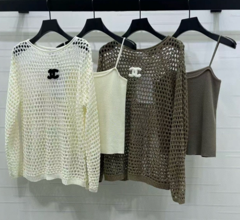 Ensemble deux pièces en maille superposée à manches longues en laine Chanel 2026