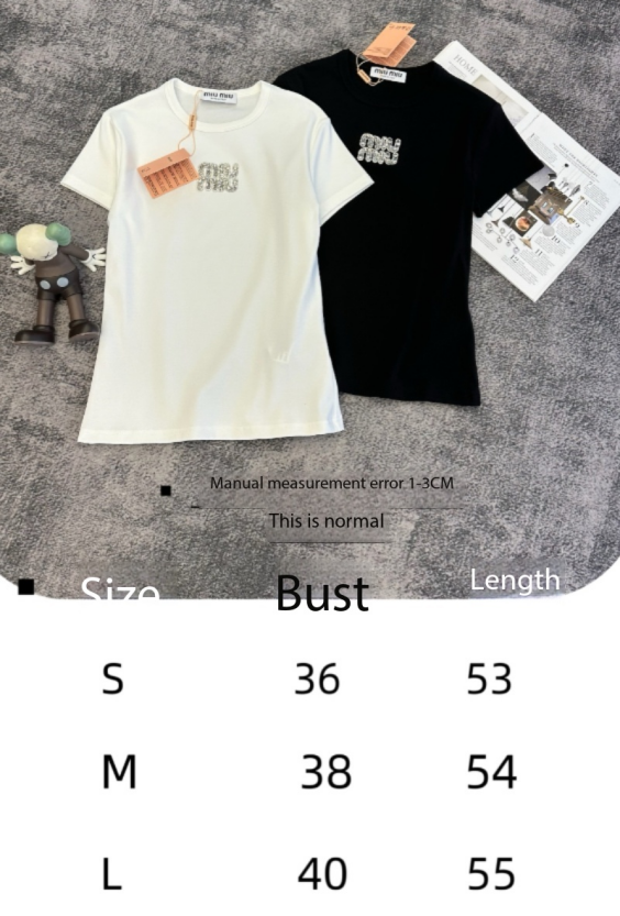 T-shirt Miu PE26 brodé logo cristaux Coton 350561