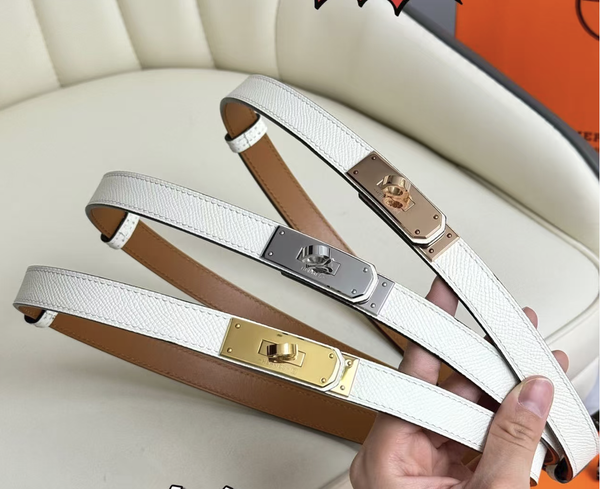 cintura hm kelly 18mm in pelle bianca Epsom