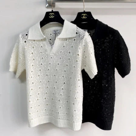 Chanel 2026 Polo en maille crochet Laine 166778