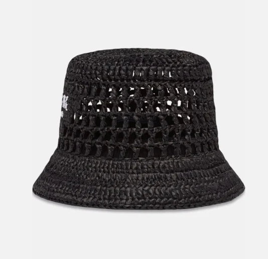 Chapeau cloche Prada en raphia tressé noir