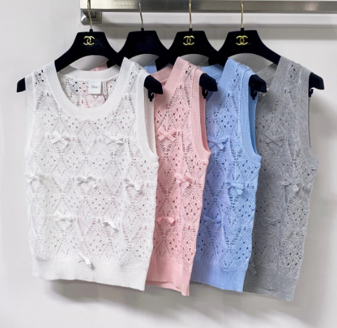 CD 2026 Knit Vest Decorative Bow Pattern Cotton 479899