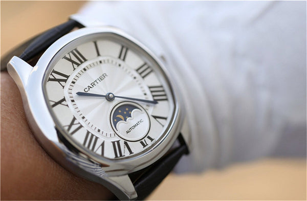 DRIVE DE CARTIER QUADRANTE BIANCO FASI LUNA 