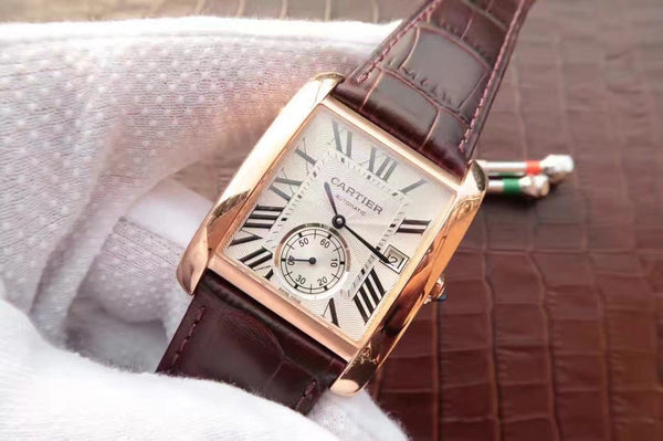 TANK MC ROSE GOLD 41 CINTURINO IN PELLE MARRONE 