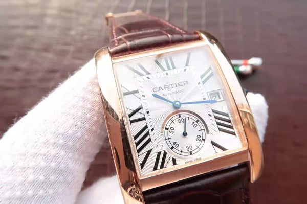 TANK MC ROSE GOLD 41 CINTURINO IN PELLE MARRONE 