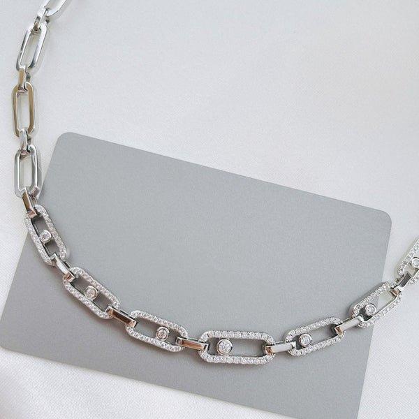 CHOKER MOVE UNO MULTI SILVER DIAMOND NECKLACE