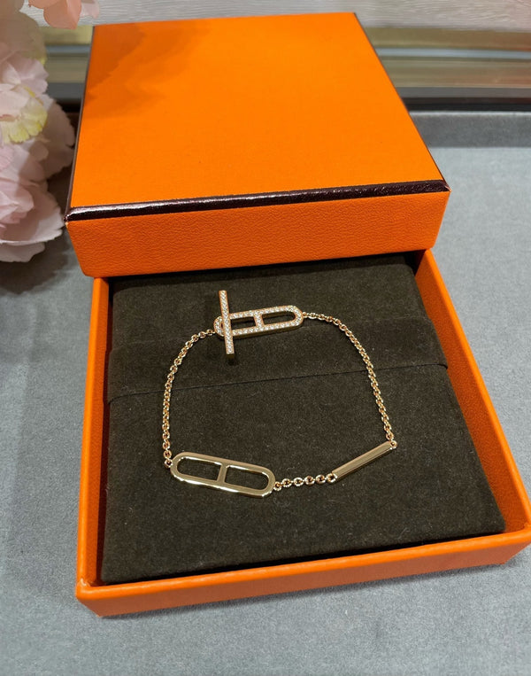 BRACCIALE CHAINE D'ANCRE PM EVER IN ORO ROSA 18K CON DIAMANTI ST