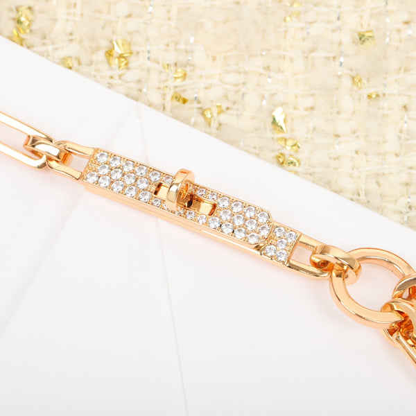 COLLANA IN ORO ROSA CON DIAMANTI E CATENA HM KELLY