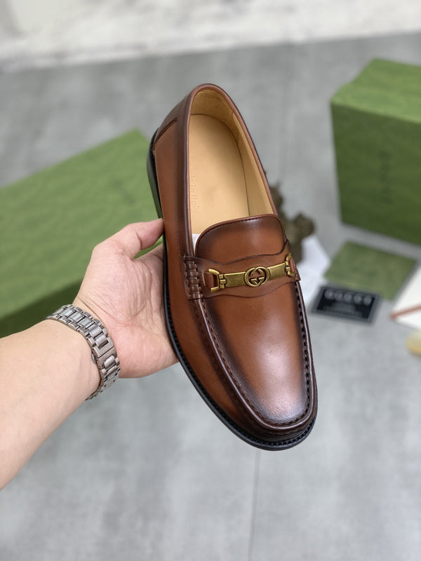 MOCASSINO GG DA UOMO IN PELLE LISCIA MARRONE