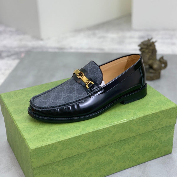 MOCASSINO GG DA UOMO IN PELLE LISCIA NERA