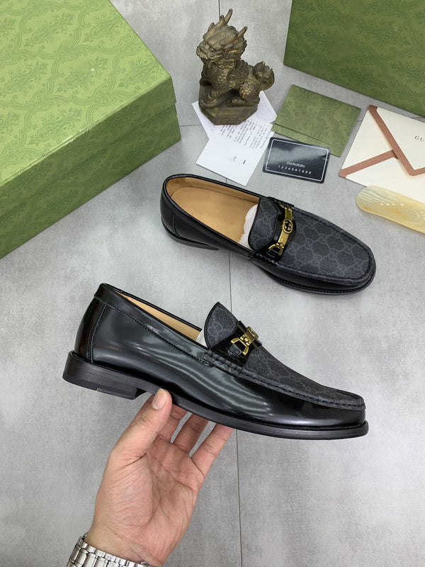 MOCASSINO GG DA UOMO IN PELLE LISCIA NERA