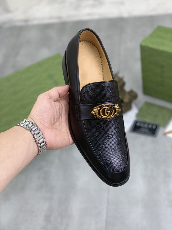 MOCASSINO UOMO GG IN PELLE DI VACCA NERA