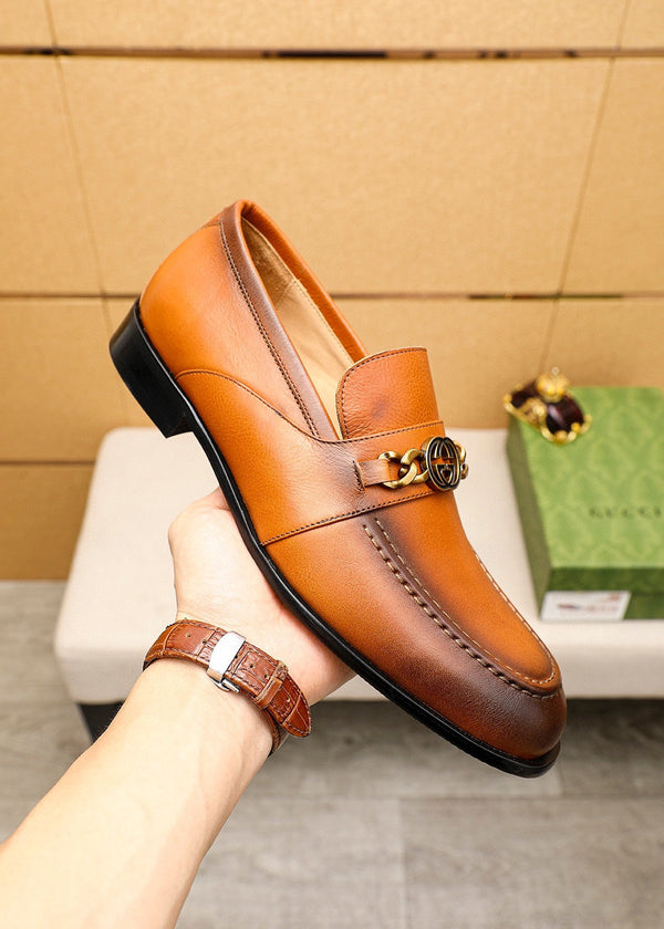 MOCASSINI IN PELLE MARRONE GG DA UOMO