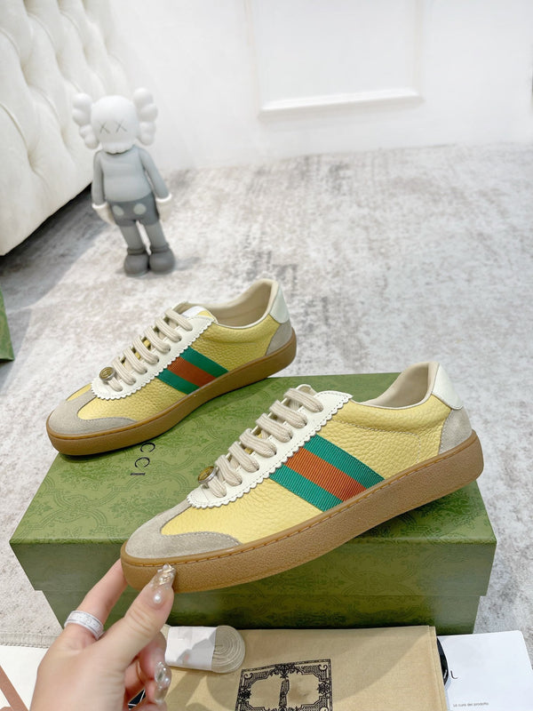SNEAKERS GG IN PELLE GIALLA ARDESIA