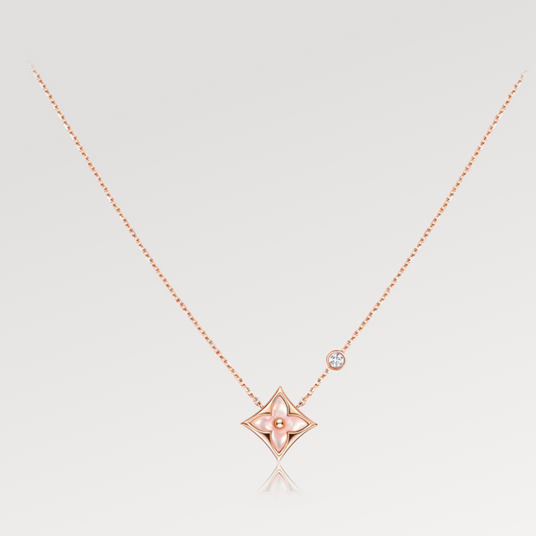 COLLANA IN ORO ROSA CON 1 DIAMANTE LV STAR PINK MOP