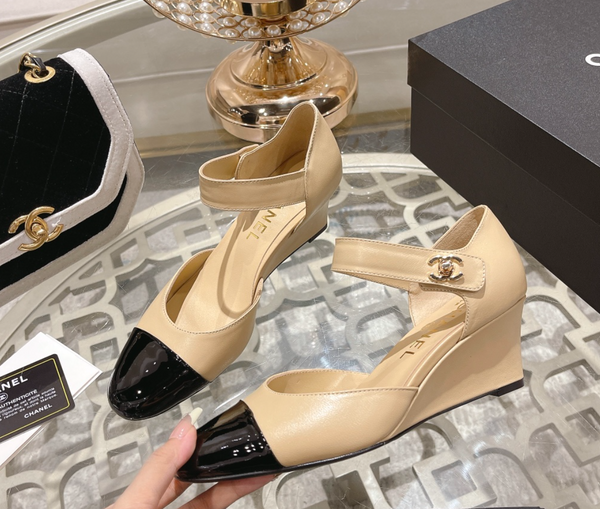 cc ballet 6cm beige nero tacco a zeppa