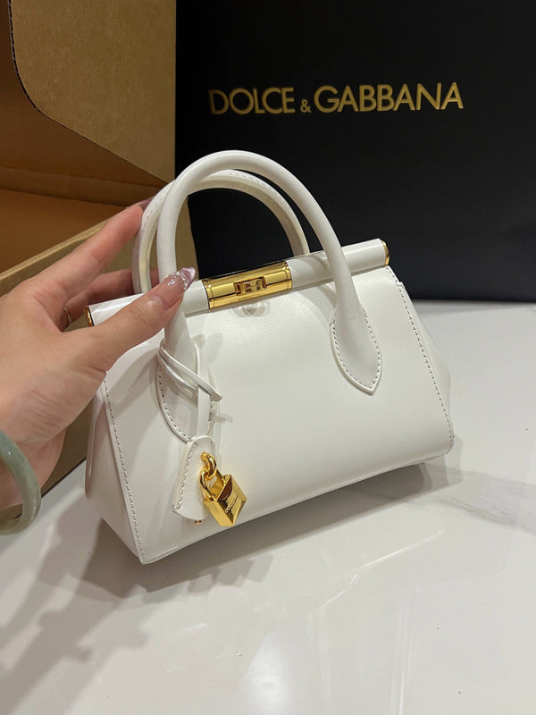 Dolce & Gabbana Mini Marlene 19cm Bag in White Calfskin
