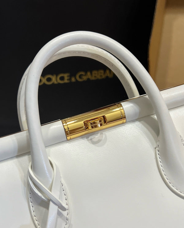 Dolce & Gabbana Mini Marlene 19cm Bag in White Calfskin