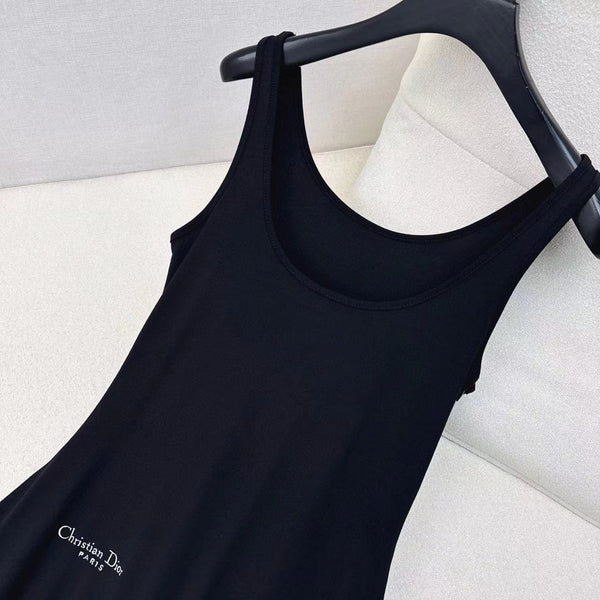 CD Vest Dress Black Cotton Polyester