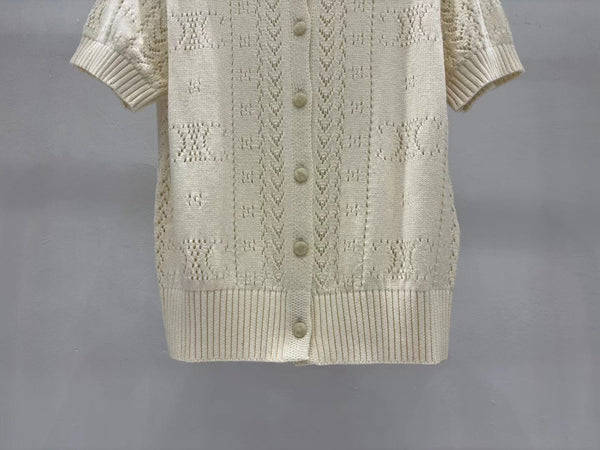 Celine Short Cardigan in Off White Cashmere
